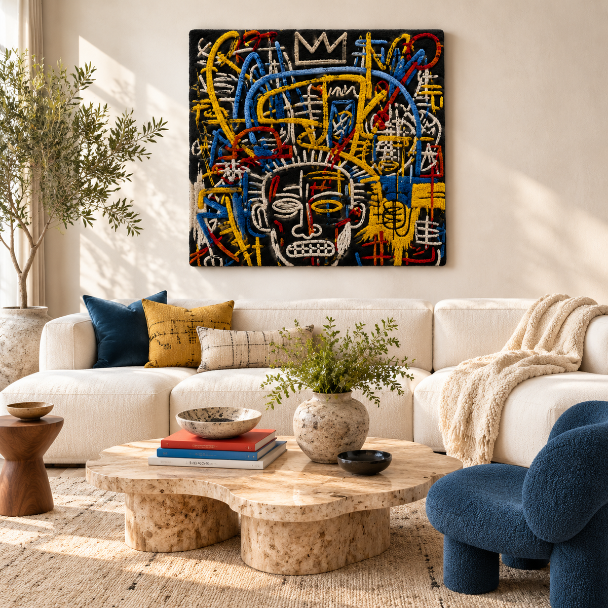 Hewn Earth Crowned Midnight Mind wall art featuring a dark, artistic design with a crowned figure on a textured background.