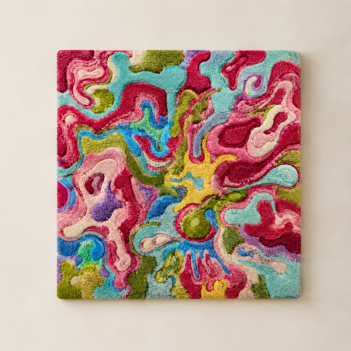 Hewn Earth Candy Current Topography wall art featuring colorful topographical map design on a sleek canvas.