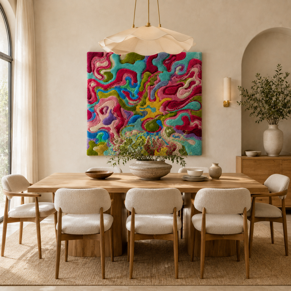 Hewn Earth Candy Current Topography wall art featuring colorful layered topographic design on a canvas.