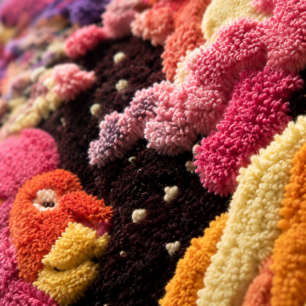 Close-up of Hewn Earth Fuchsia Figure Grove wall art featuring vibrant fuchsia colors and textured details.