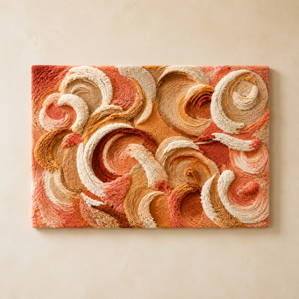 Apricot Tidal Ribbons wall art by Hewn Earth featuring flowing, ribbon-like design in soft apricot tones for modern home decor.