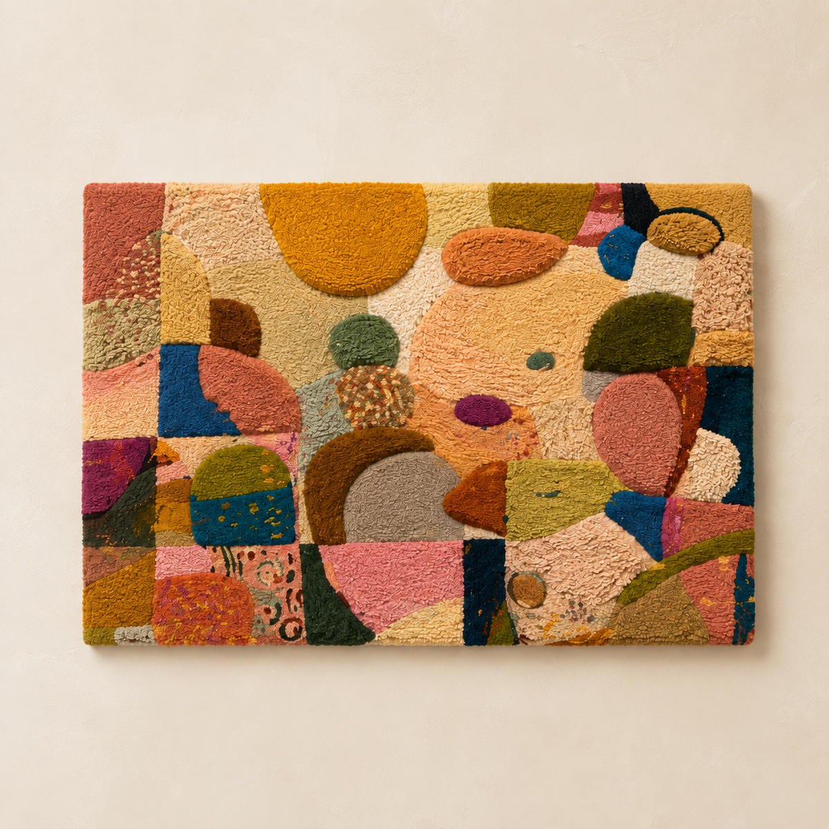 Hewn Earth Pebble Garden Mosaic wall art featuring colorful pebble patterns on a textured surface.