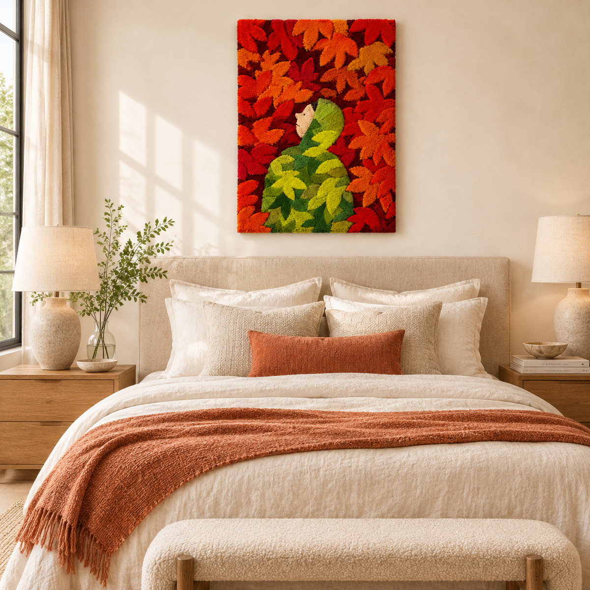 Hewn Earth Autumn Canopy Path wall art featuring a vibrant autumn forest scene with colorful trees and a peaceful pathway.
