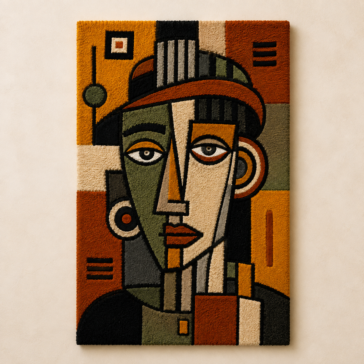 Ochre Modernist Muse wall art by Hewn Earth featuring abstract modernist design with warm ochre tones on a textured surface.