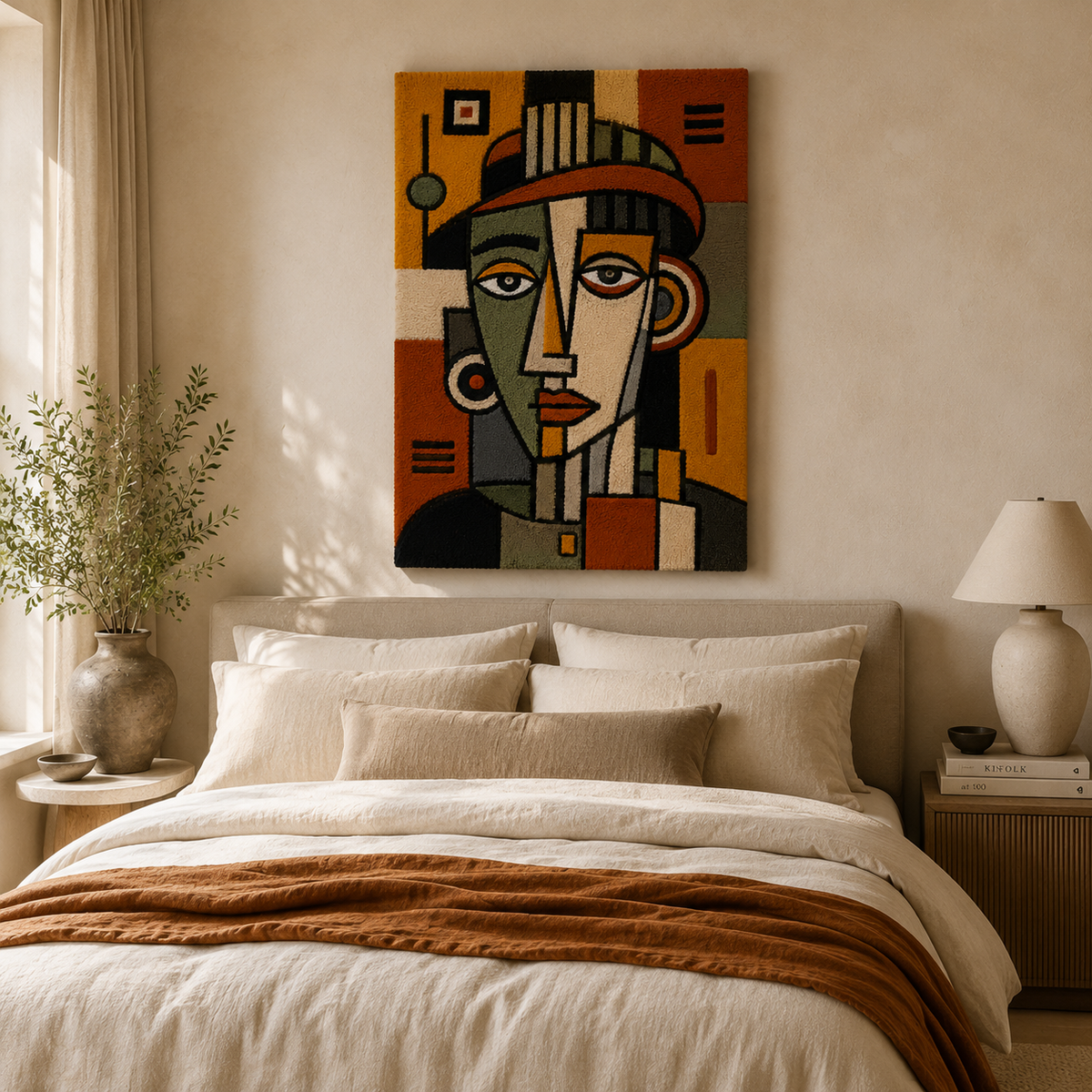 Ochre Modernist Muse wall art by Hewn Earth featuring abstract modern design on a textured canvas.