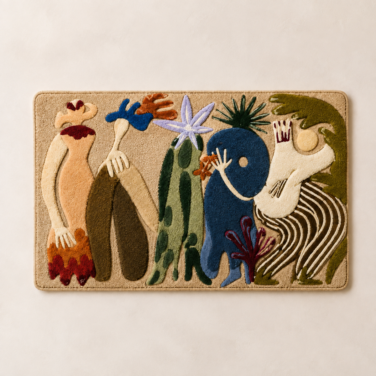 Hewn Earth Wild Garden Assembly wall art featuring vibrant, nature-inspired botanical design on a light background.