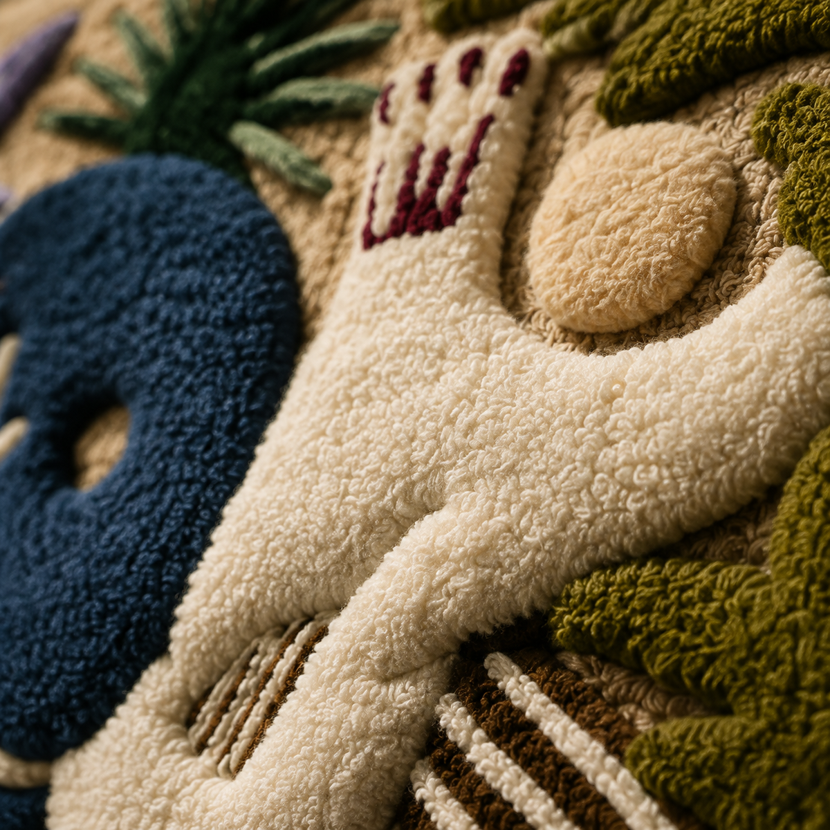 Close-up of Hewn Earth Wild Garden Assembly wall art featuring detailed botanical and natural textures in earthy tones.
