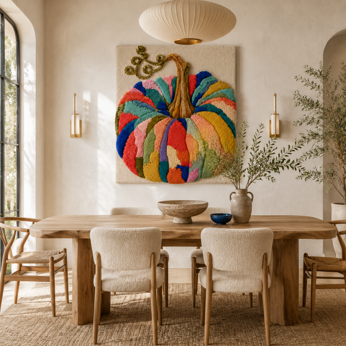 Hewn Earth Festival Pumpkin wall art featuring a vibrant pumpkin design on a textured background