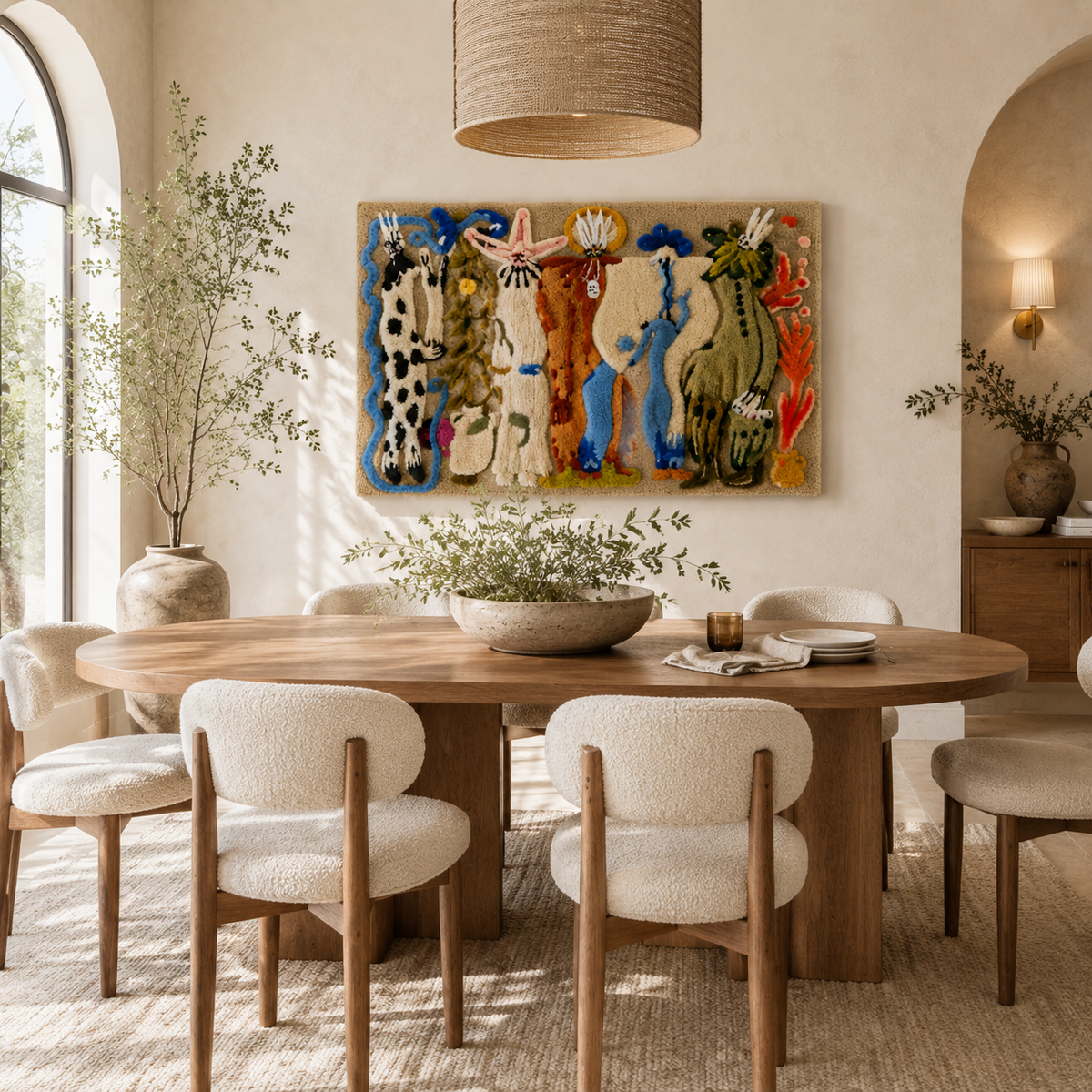 Hewn Earth Procession of Muses wall art featuring artistic depiction of muses in a graceful procession on a framed canvas.