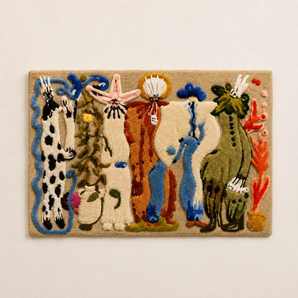 Hewn Earth Procession of Muses wall art featuring artistic depiction of mythological figures on a textured canvas.