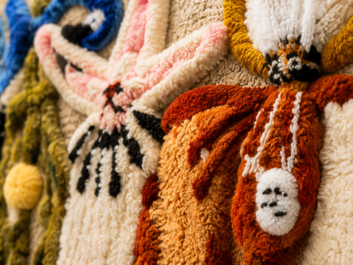 Detailed view of Hewn Earth Procession of Muses wall art, showcasing intricate artistic design and vibrant colors.