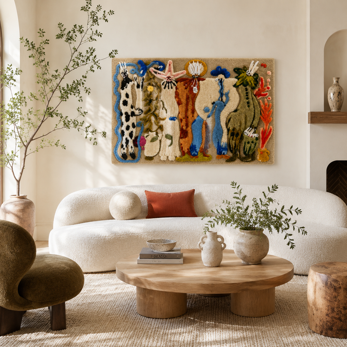 Hewn Earth Procession of Muses wall art featuring a detailed illustration of mythological figures in a classical style.