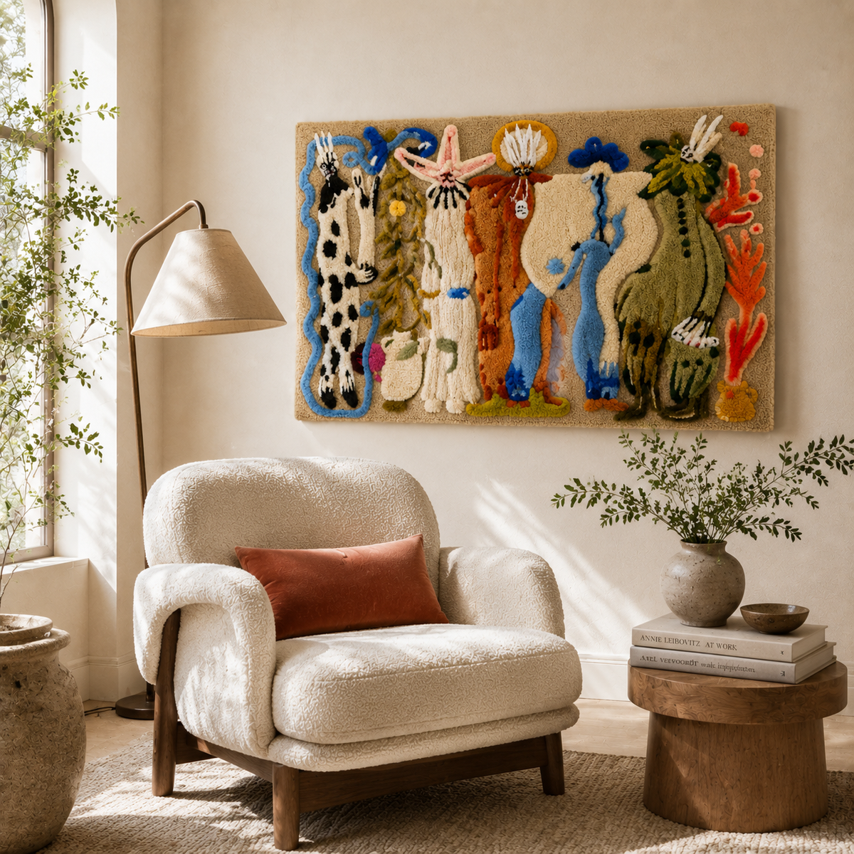 Hewn Earth Procession of Muses wall art featuring a detailed, artistic depiction of mythological figures in a vibrant scene.