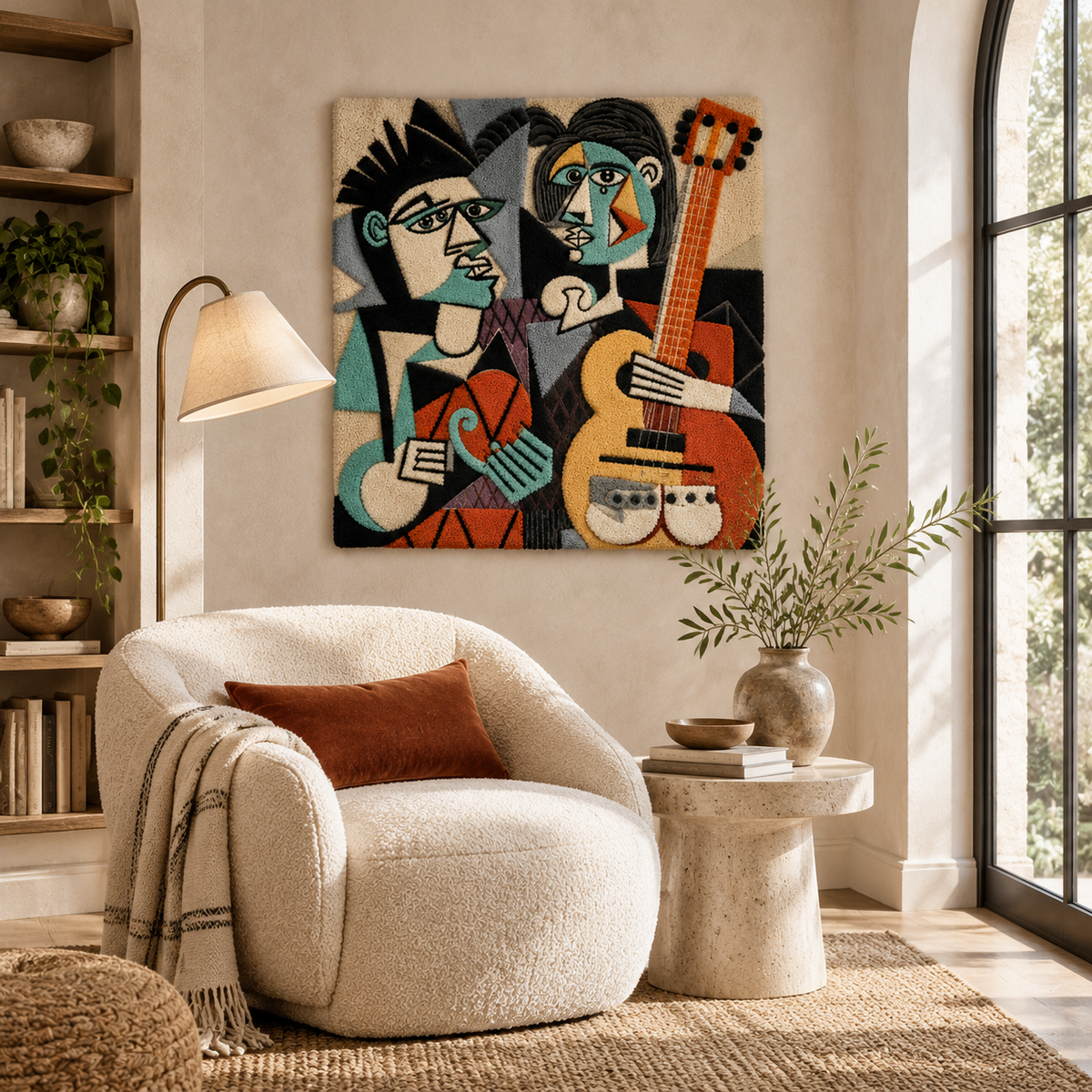 Hewn Earth Studio Quartet wall art featuring four abstract textured designs in neutral tones on a white background.
