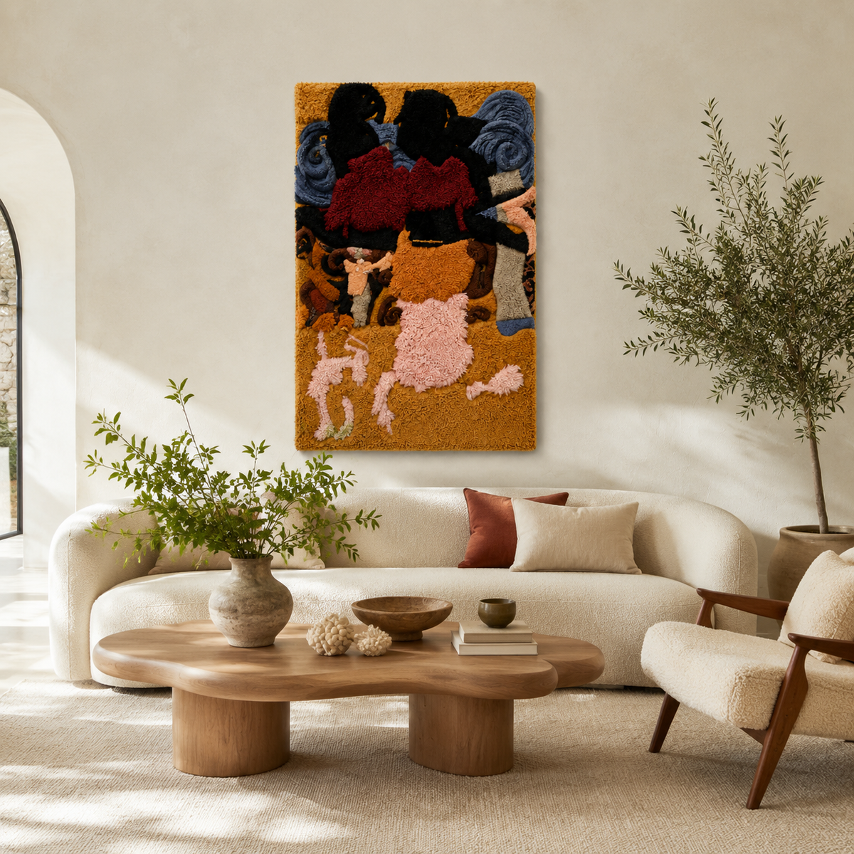 Hewn Earth Gathering at Dusk wall art featuring a serene dusk scene with warm tones, perfect for home decor.