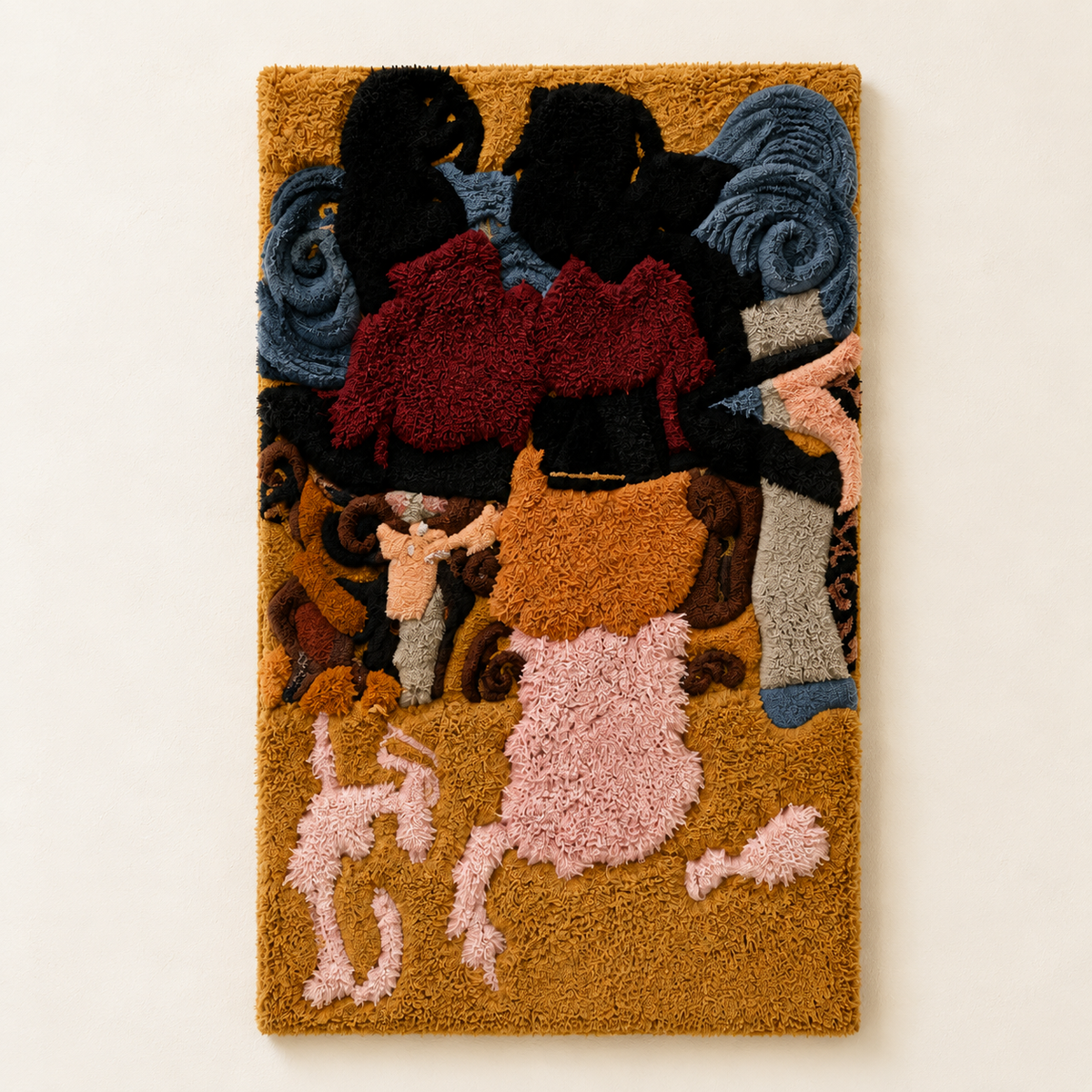 Hewn Earth Gathering at Dusk wall art featuring a serene dusk scene with warm tones and natural landscape elements.