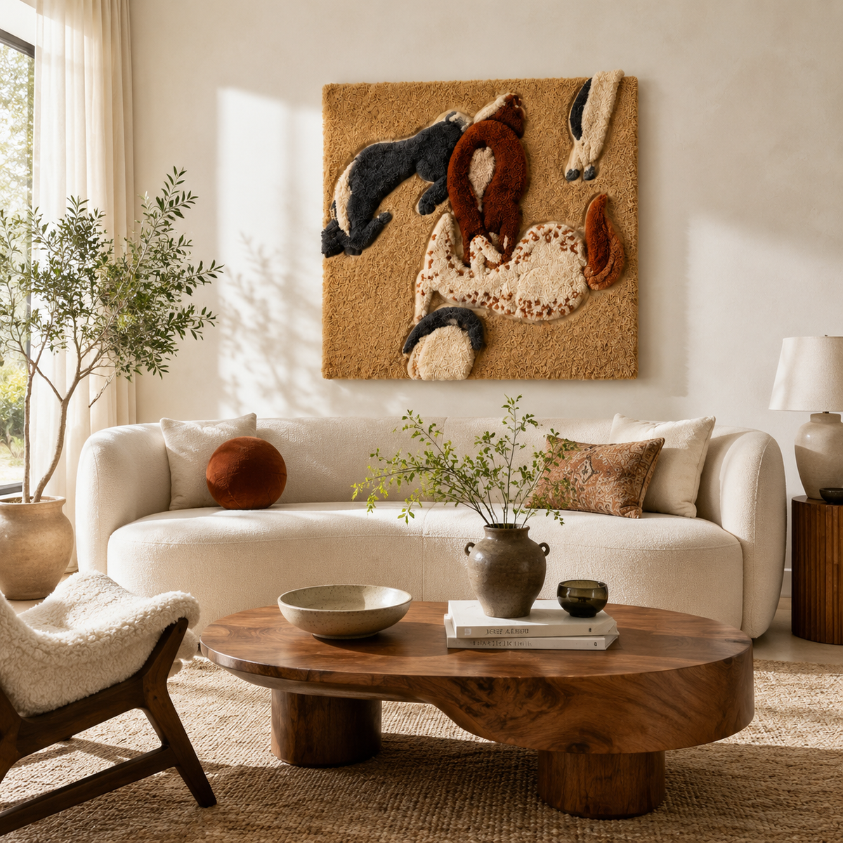 Meadow Horses wall art by Hewn Earth featuring a serene scene of horses grazing in a lush meadow.