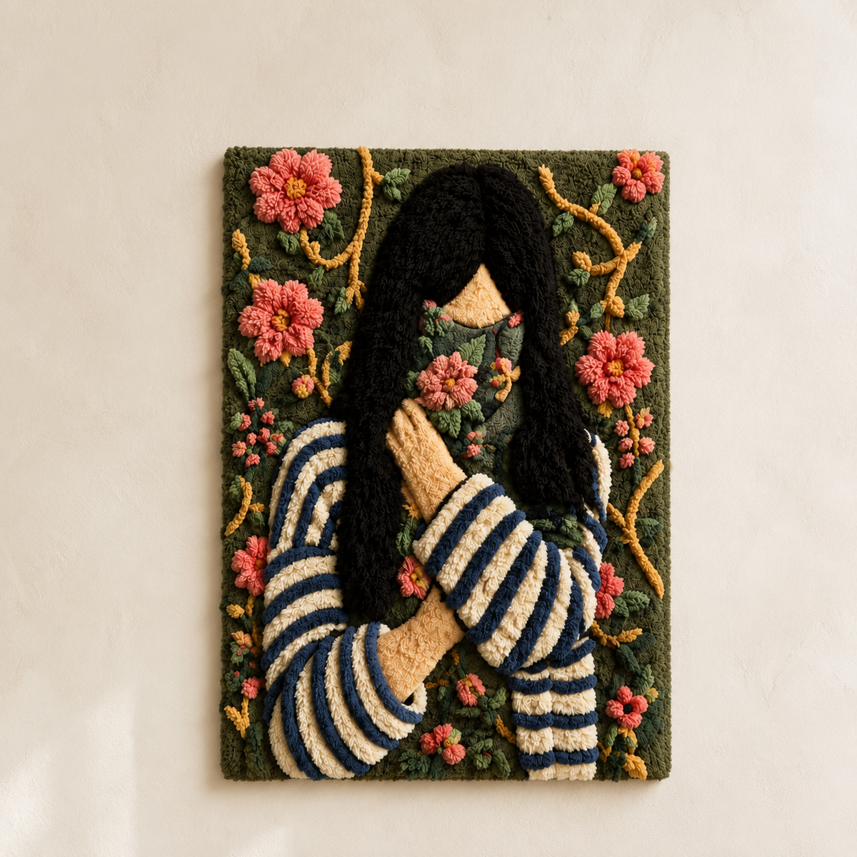 Hewn Earth Midnight Bloom Reader wall art featuring a dark, floral-inspired design on a light background for home decor.