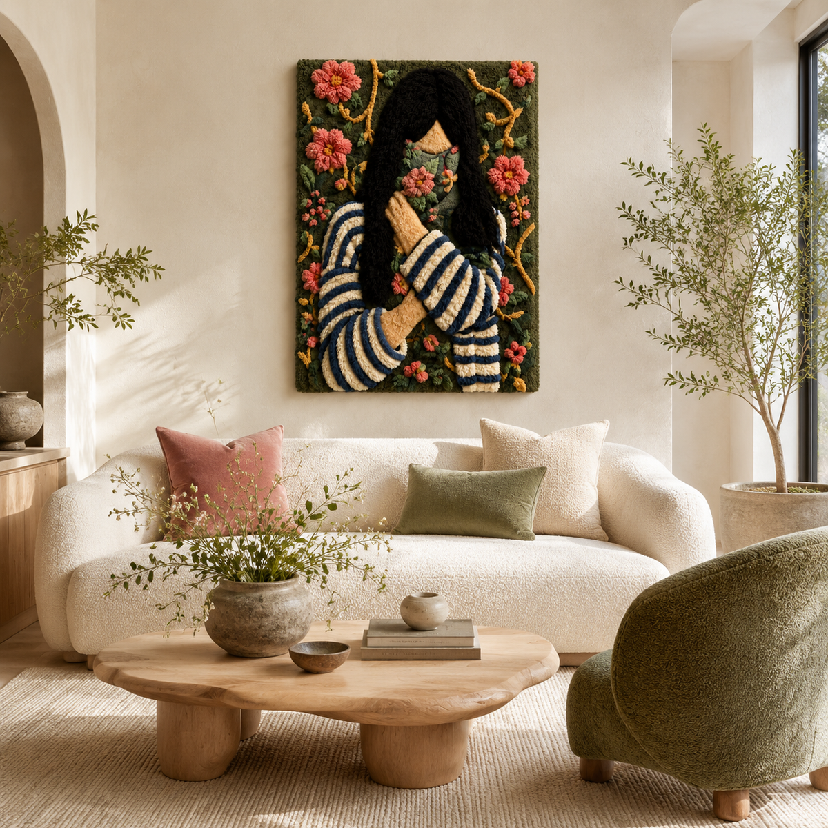 Hewn Earth Midnight Bloom Reader wall art featuring a dark, floral design on a canvas, ideal for modern home decor.