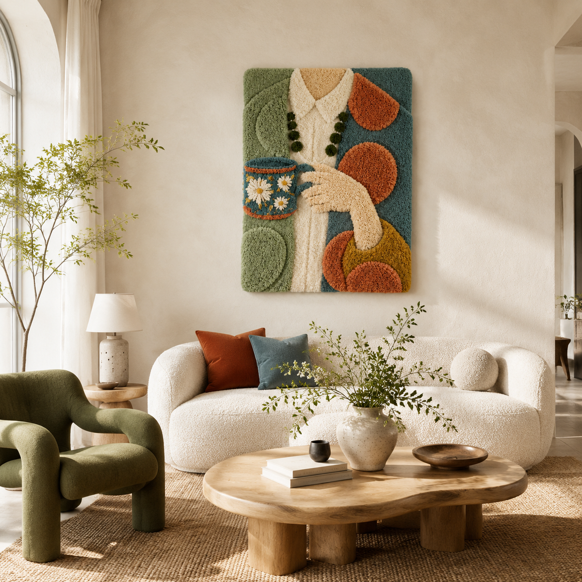 Hewn Earth Sage Tea Ritual wall art featuring a calming, nature-inspired design with sage leaves and tea imagery.