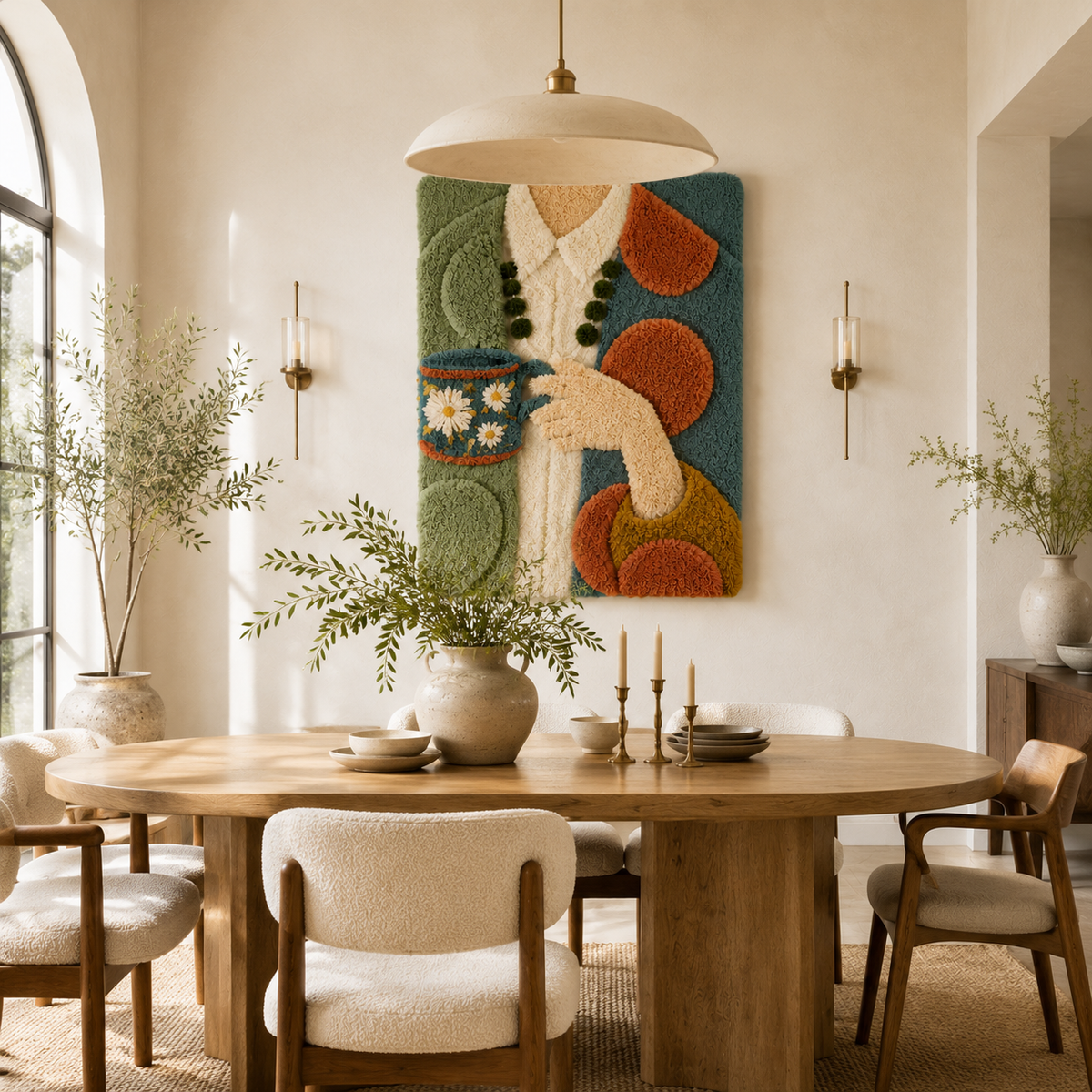 Hewn Earth Sage Tea Ritual wall art featuring calming botanical illustrations in earthy tones for spiritual decor.