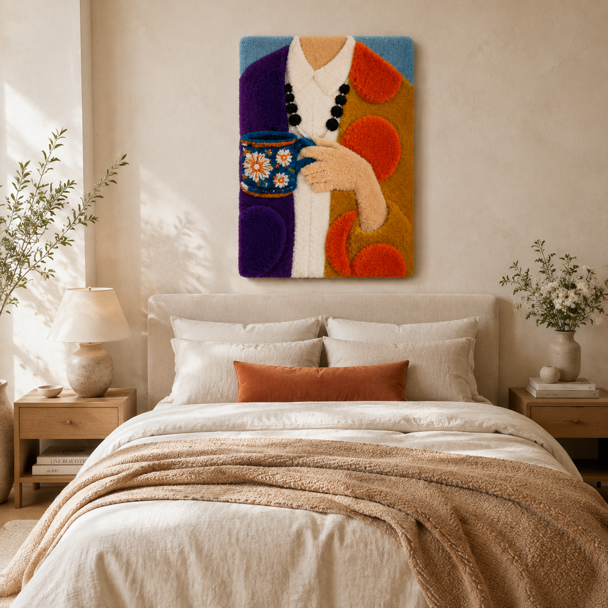 Hewn Earth Violet Tea Ritual wall art featuring a serene, violet-toned scene with floral and tea imagery for peaceful decor.