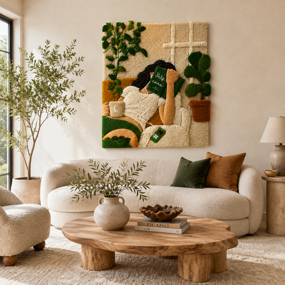 Hewn Earth Sunday with Ferns wall art featuring botanical fern illustrations on a neutral background.