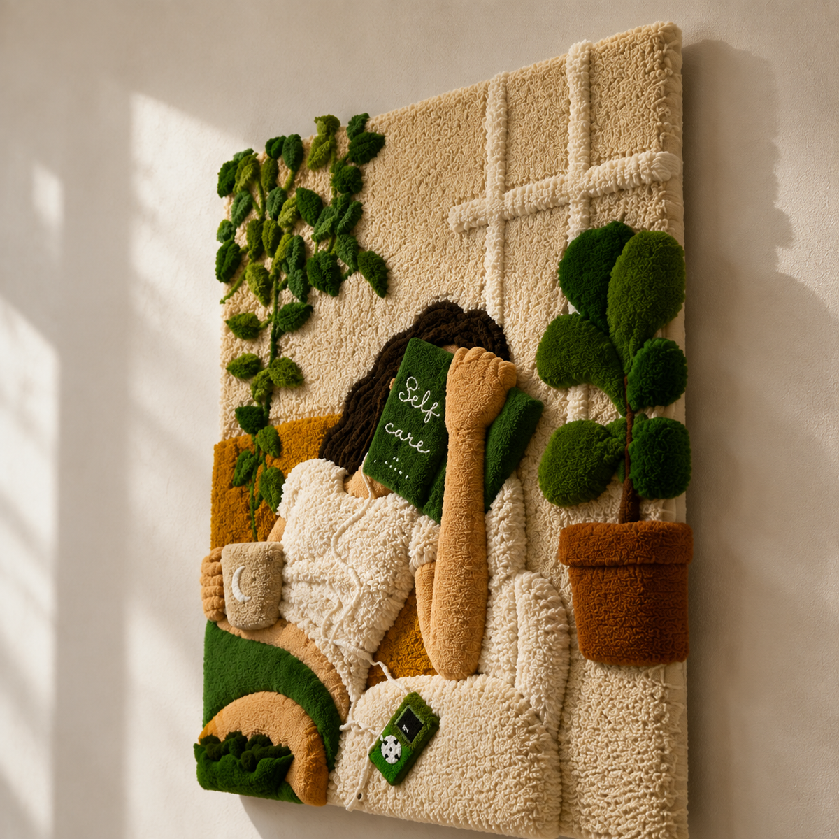 Hewn Earth Sunday with Ferns wall art featuring a serene design with lush fern illustrations on a light background.