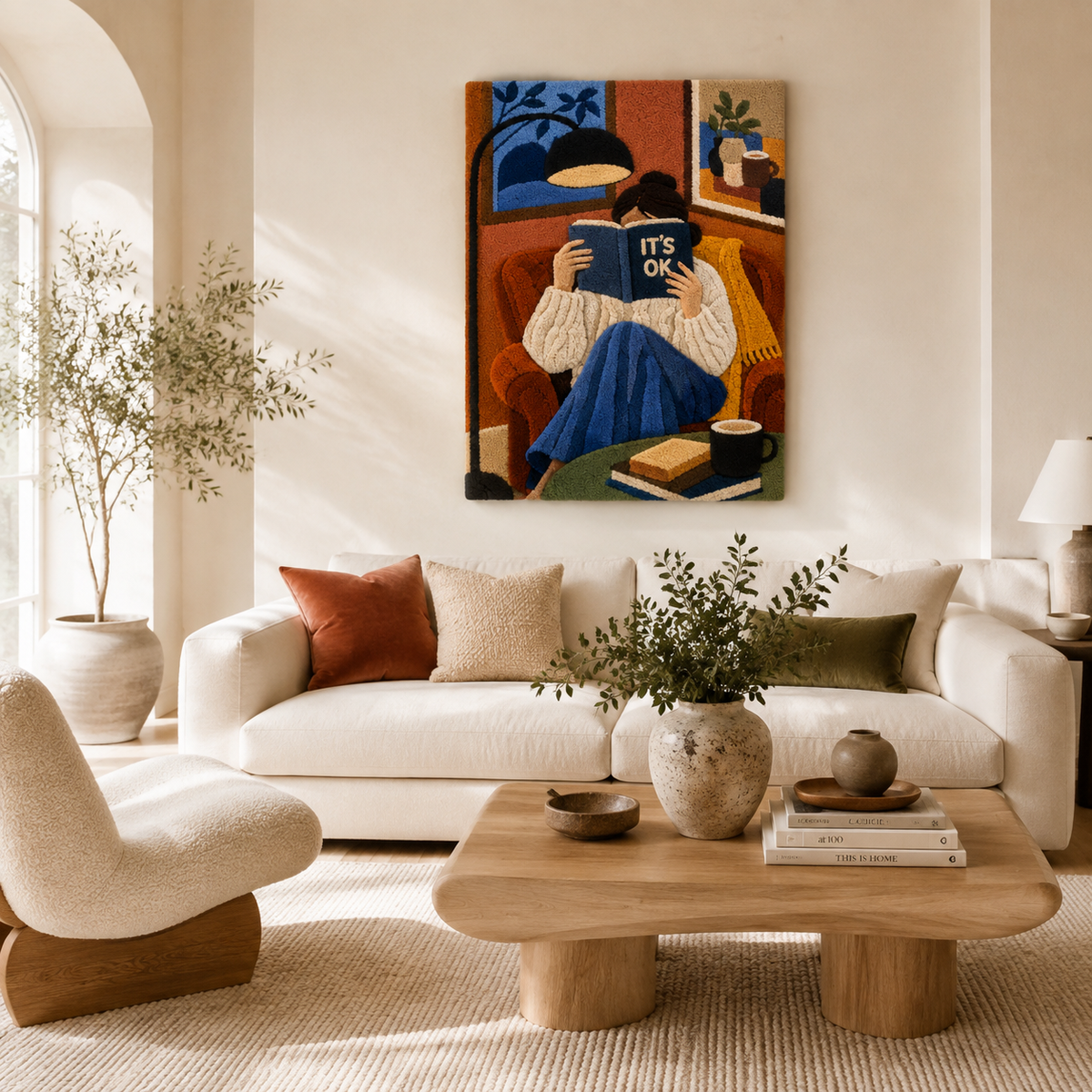 Blue Hour Reader wall art by Hewn Earth featuring a serene blue-toned landscape scene on a framed canvas.