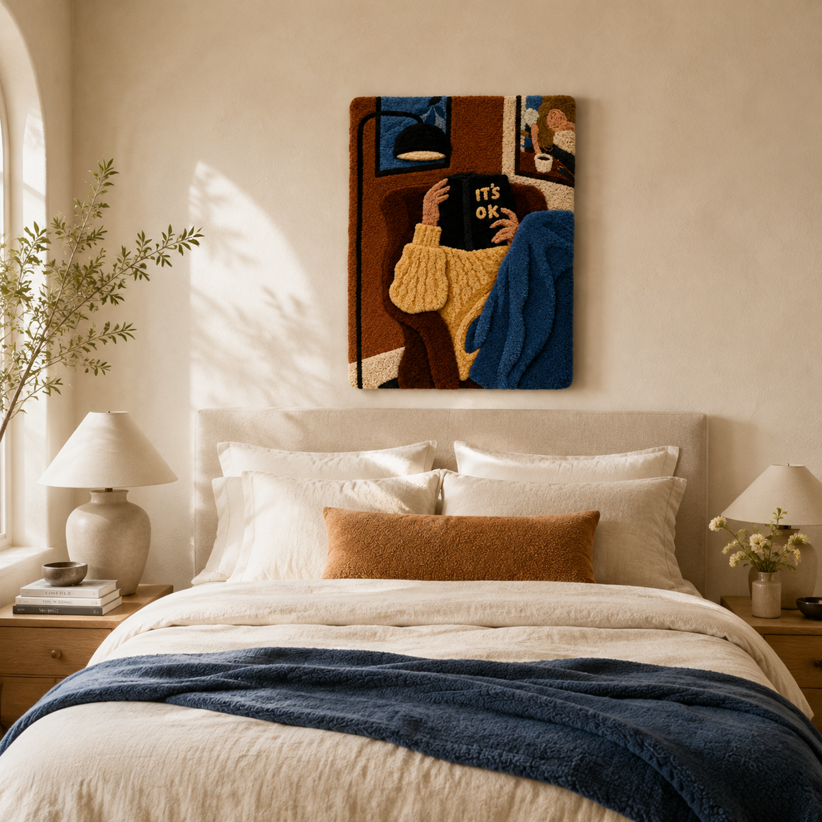 Amber Quiet Reader wall art by Hewn Earth featuring a serene scene with a person reading in soft amber tones.