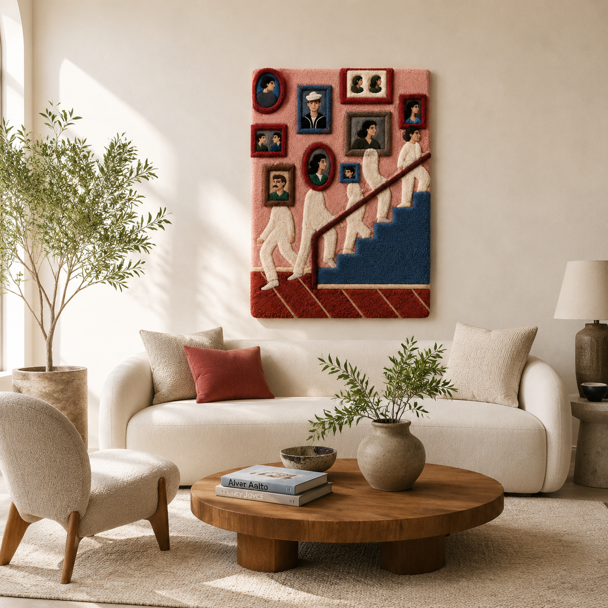Hewn Earth Gallery Staircase wall art featuring a modern staircase design, displayed on a neutral-colored wall in a contemporary room.