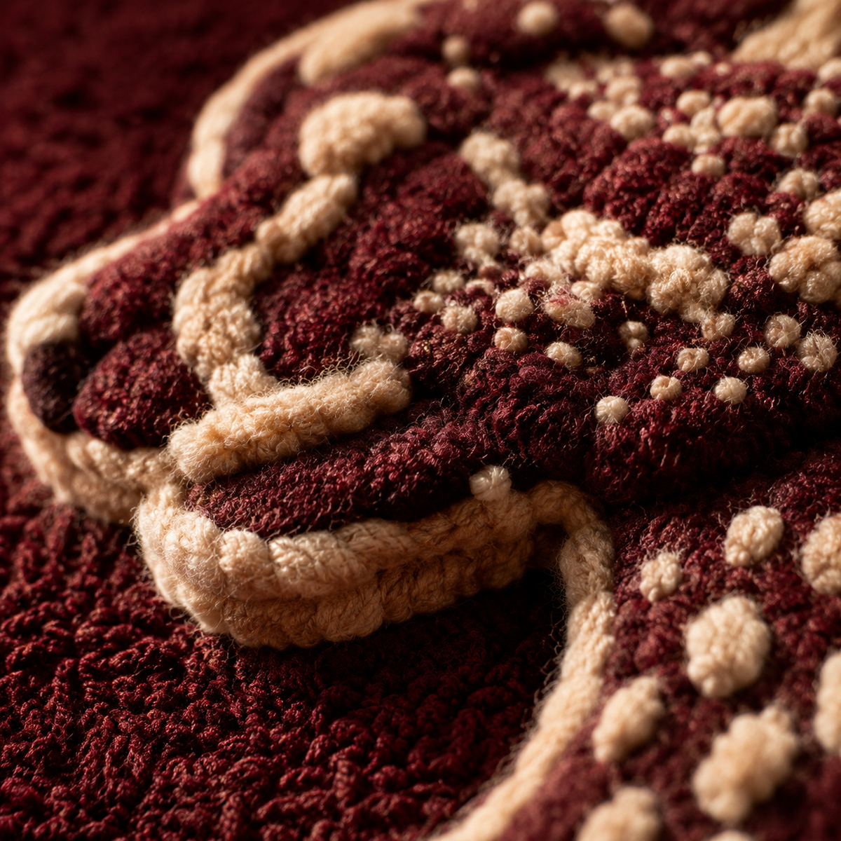 Close-up of Hewn Earth Oxblood Leopard wall art showcasing detailed leopard pattern in rich oxblood tones.