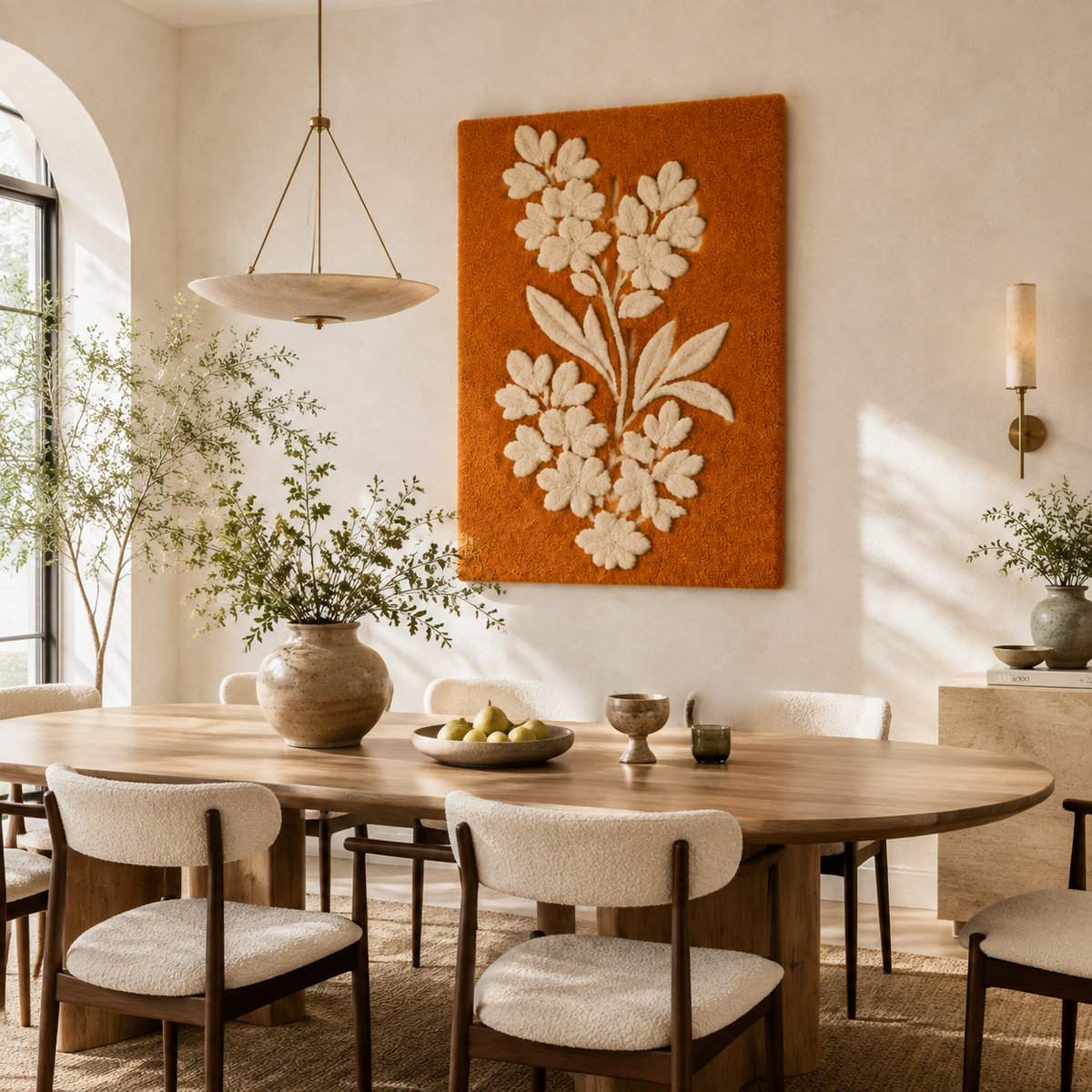 Ivory Blossom Branch wall art by Hewn Earth featuring delicate ivory flowers and slender branches on a neutral background.