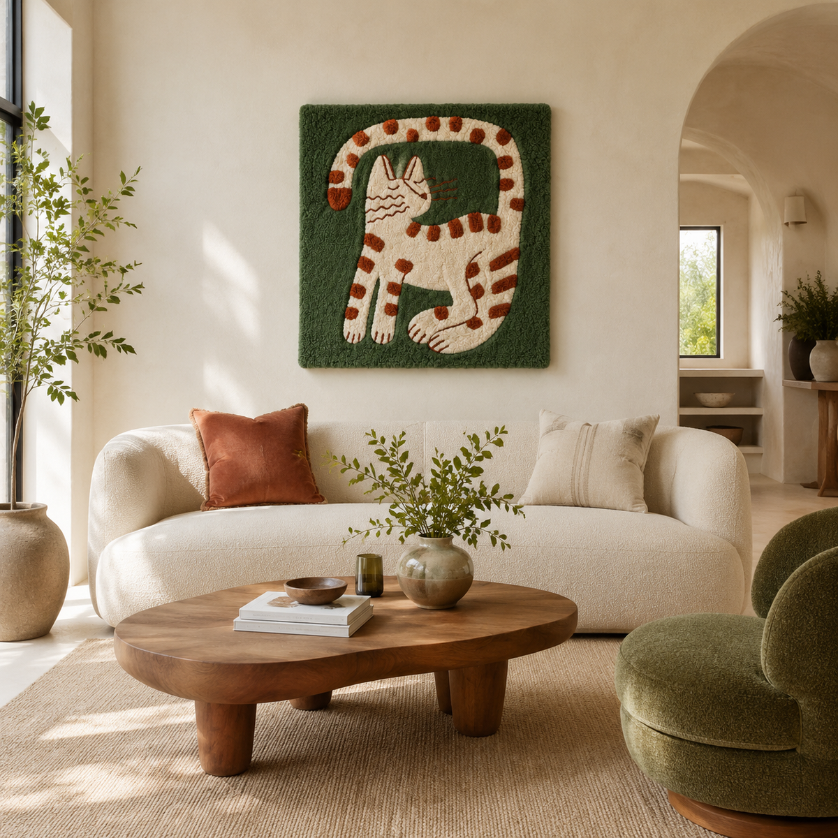 Hewn Earth Forest Folk Elephant wall art featuring a detailed, earthy-toned elephant illustration on a neutral background