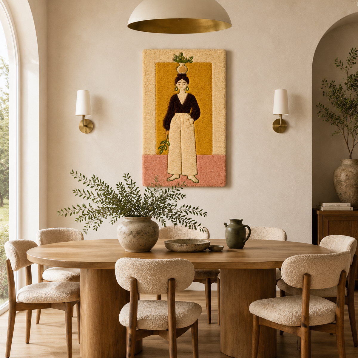 Pineapple Reverie wall art by Hewn Earth featuring a vibrant pineapple illustration displayed on a room wall.