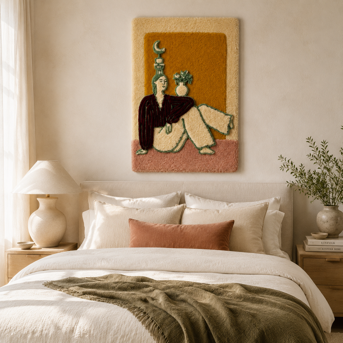 Hewn Earth Garden Companions wall art featuring botanical illustrations on a natural background.