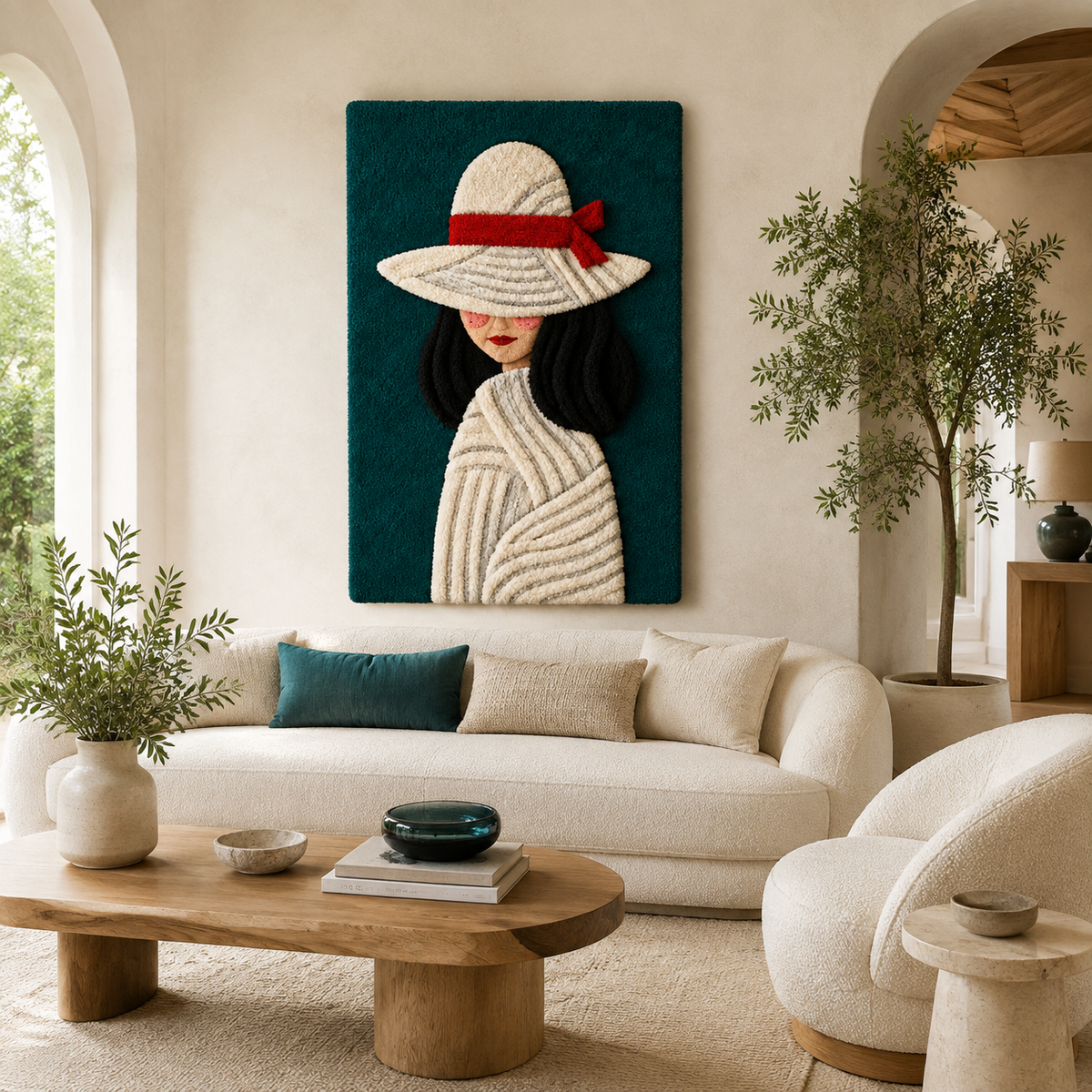 Hewn Earth teal wall art with a circular brim design, vibrant teal color, and abstract textured surface for modern home decor.
