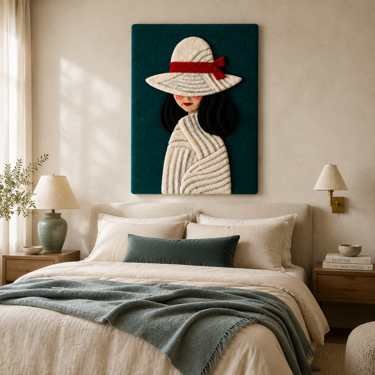 Teal wall art piece titled "Brim" by Hewn Earth featuring abstract, textured design suitable for modern home decor.