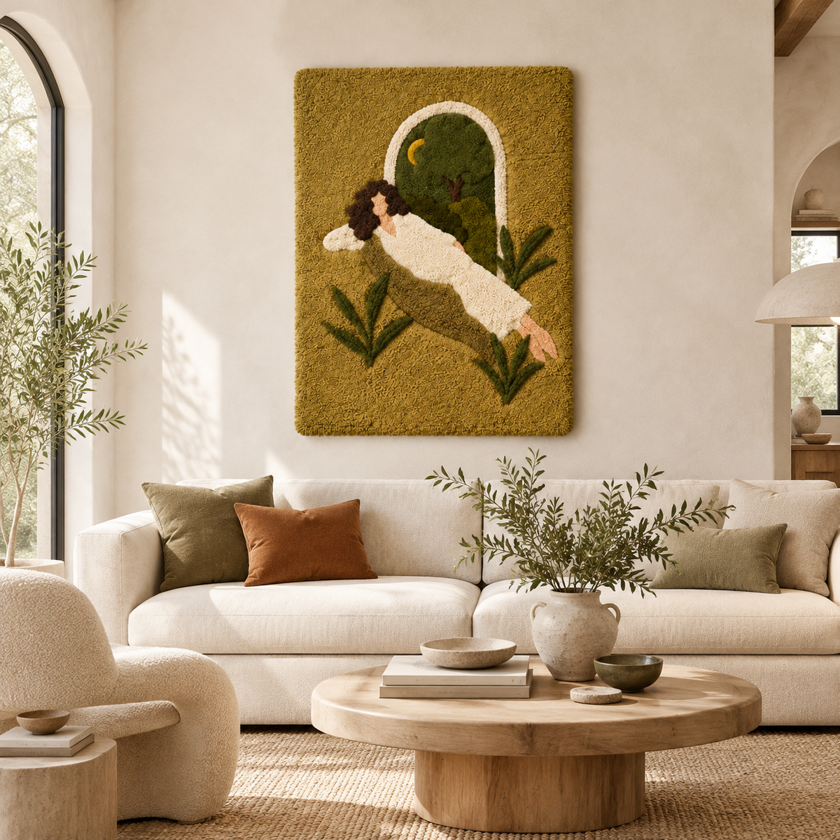 Olive Daydream wall art by Hewn Earth featuring a serene, nature-inspired design with olive branches and soft earthy tones.