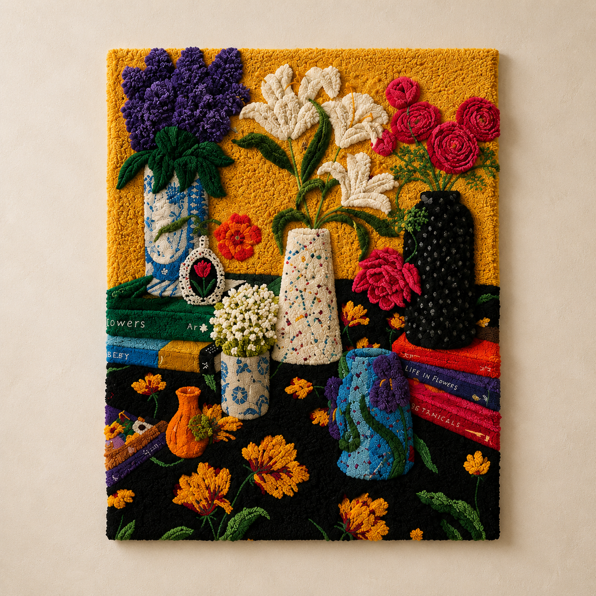 Hewn Earth Summer Table Bouquet wall art featuring vibrant floral design on a light background, perfect for wall decor.