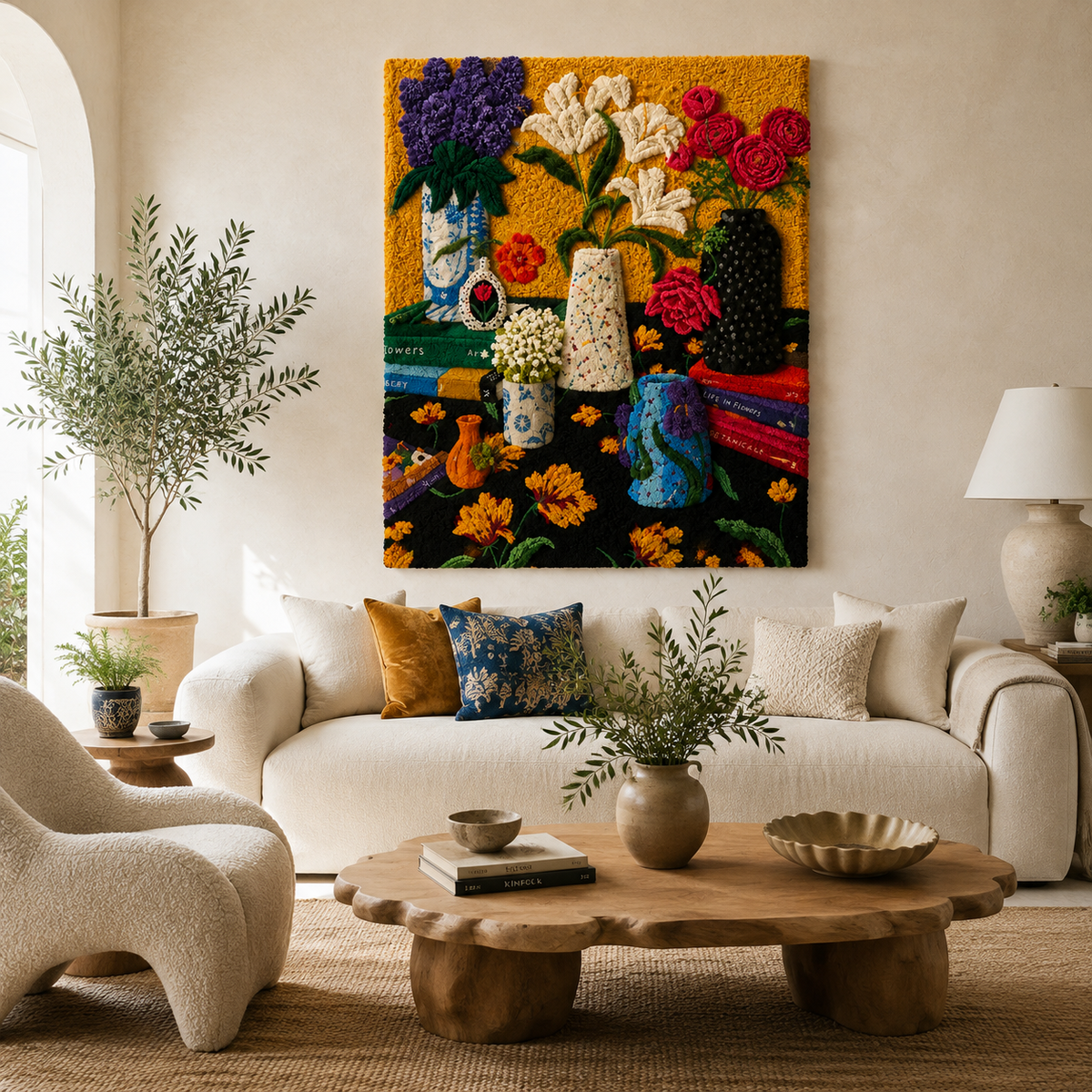 Hewn Earth summer table bouquet wall art featuring vibrant floral artwork for home decor.