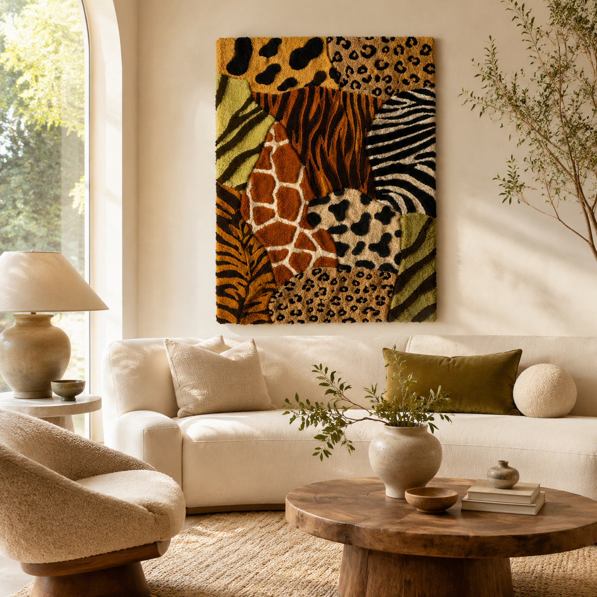 Colorful Wild Kingdom Mosaic wall art by Hewn Earth, featuring intricate animal and nature designs for vibrant room decor.