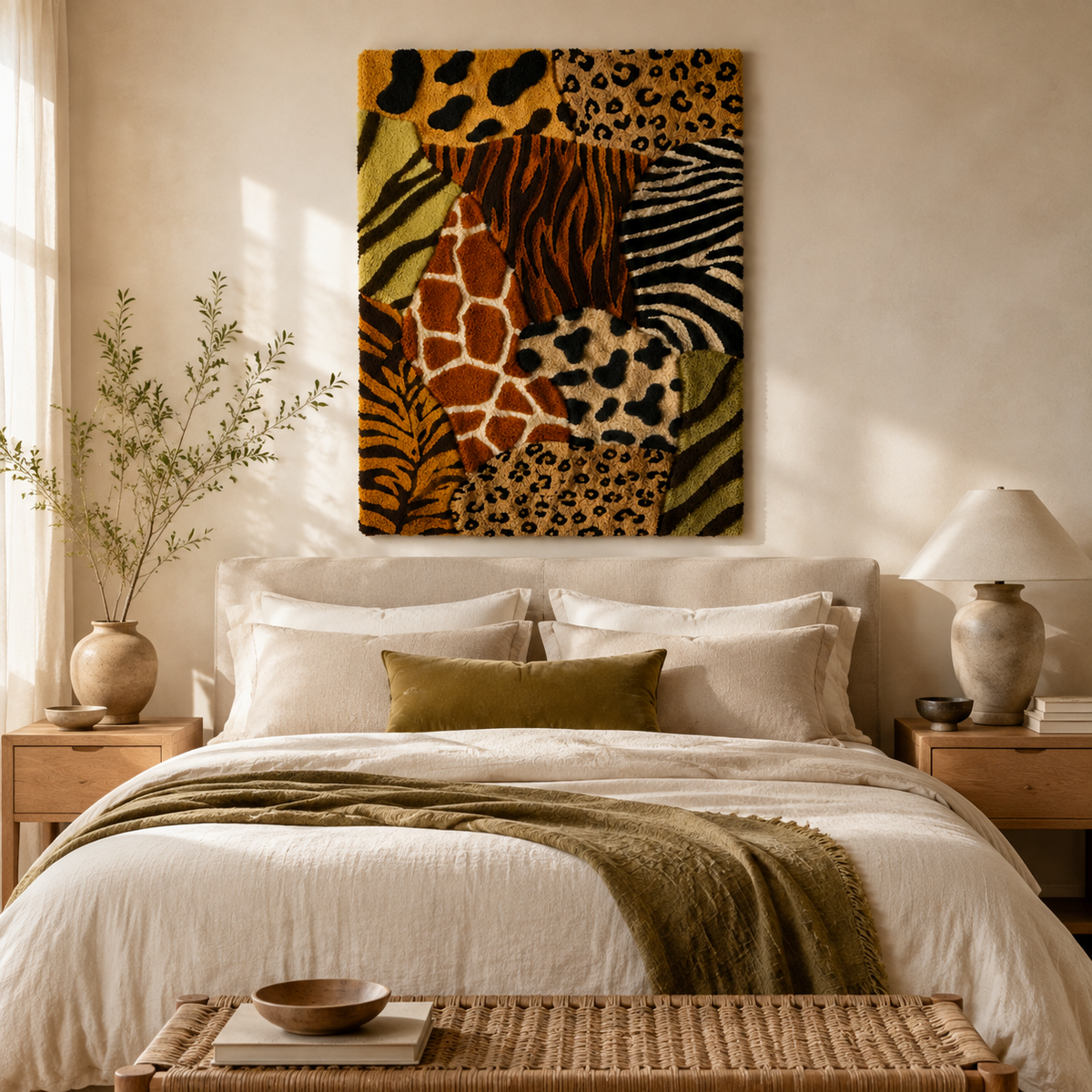 Colorful Wild Kingdom Mosaic wall art by Hewn Earth featuring intricate animal and nature designs for home decor.