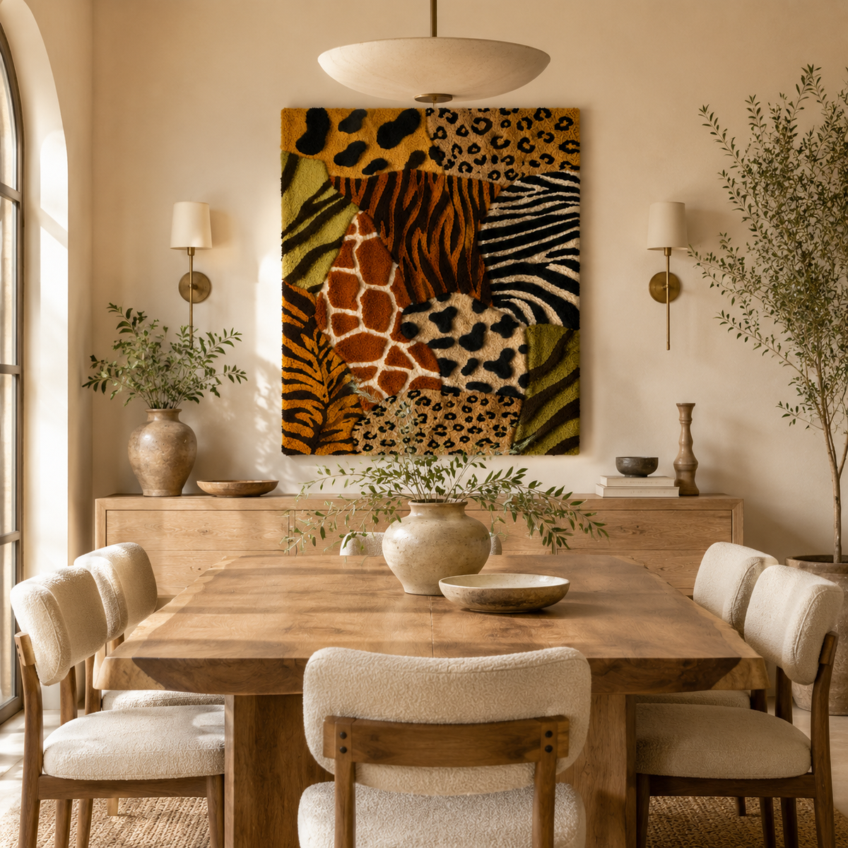 Colorful Wild Kingdom Mosaic wall art by Hewn Earth featuring vibrant animal and nature-inspired mosaic design.