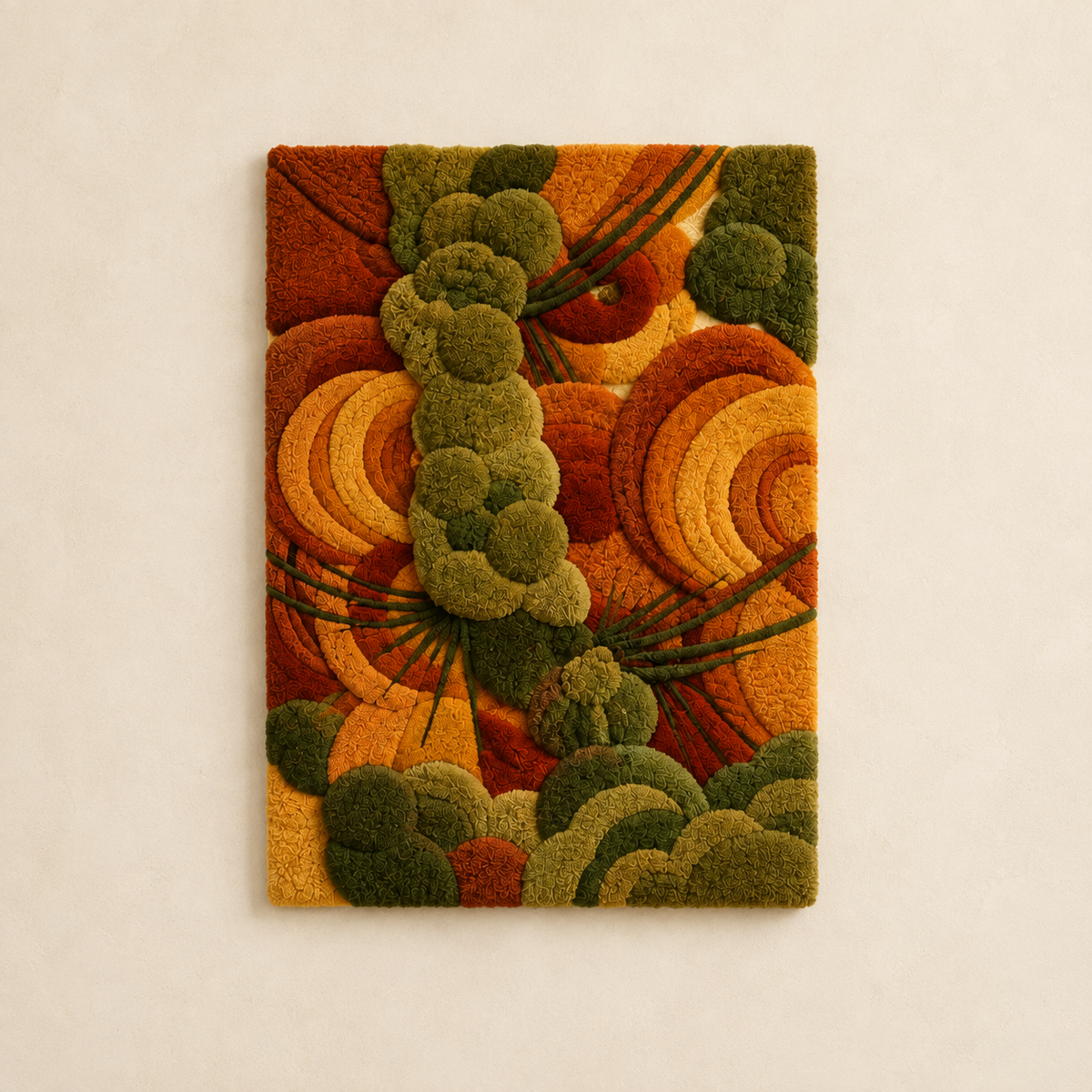Hewn Earth Moss Current wall art featuring textured green moss pattern on a neutral background for natural interior decor.