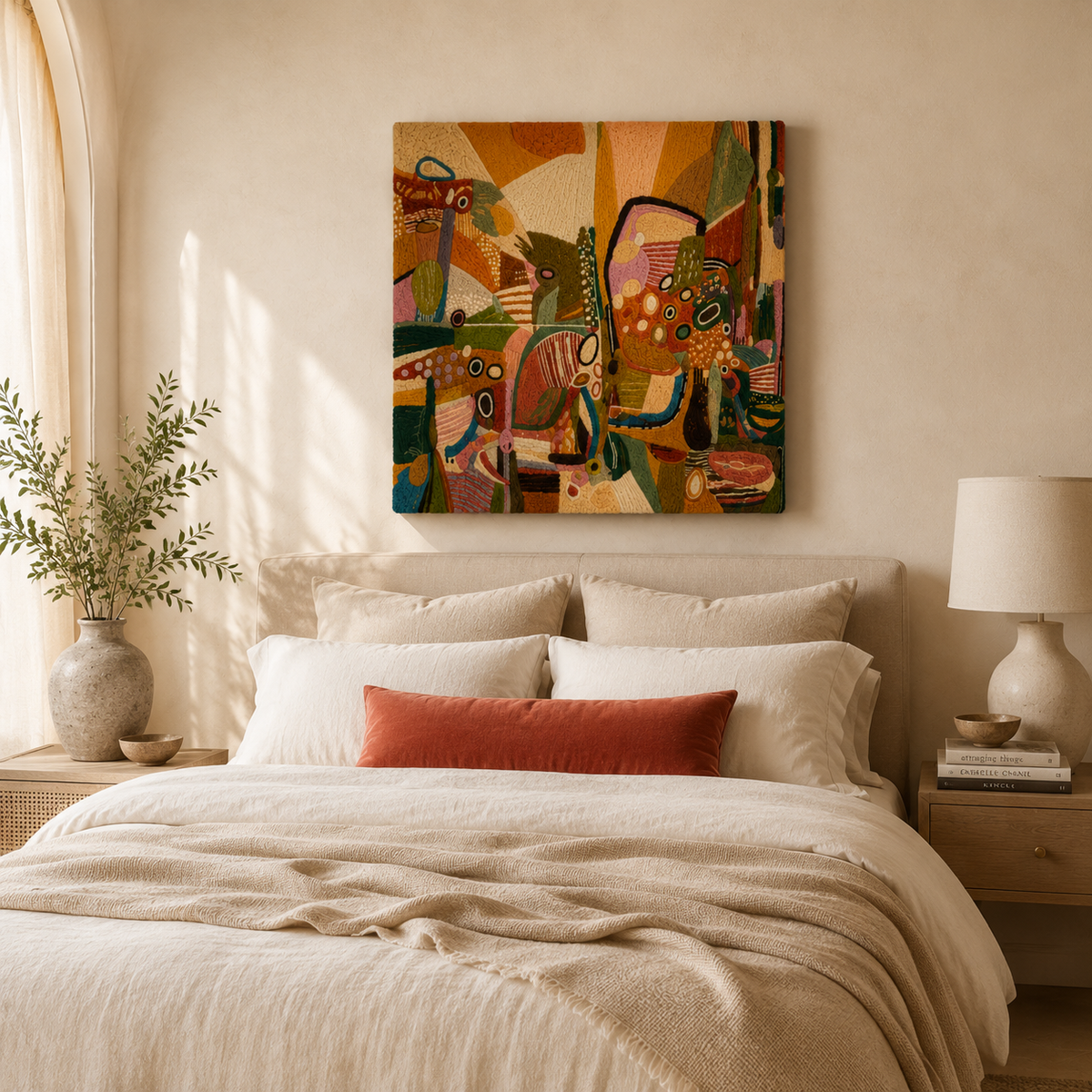 Hewn Earth Garden Geometry wall art featuring geometric patterns in a modern design for indoor decoration.