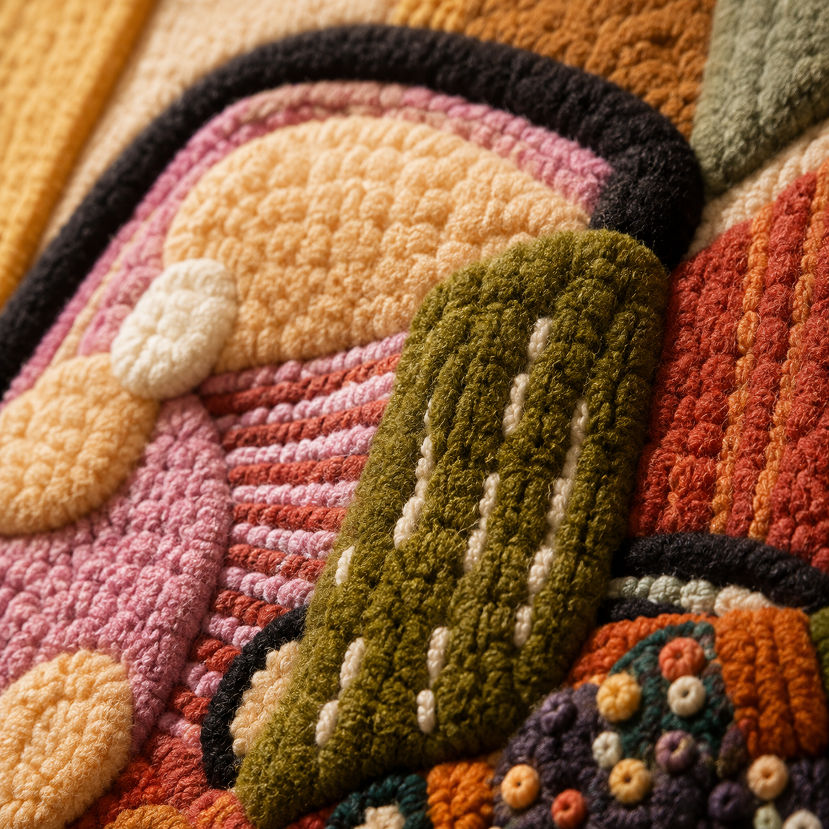 Close-up of Hewn Earth Garden Geometry wall art featuring intricate geometric patterns in earthy tones.