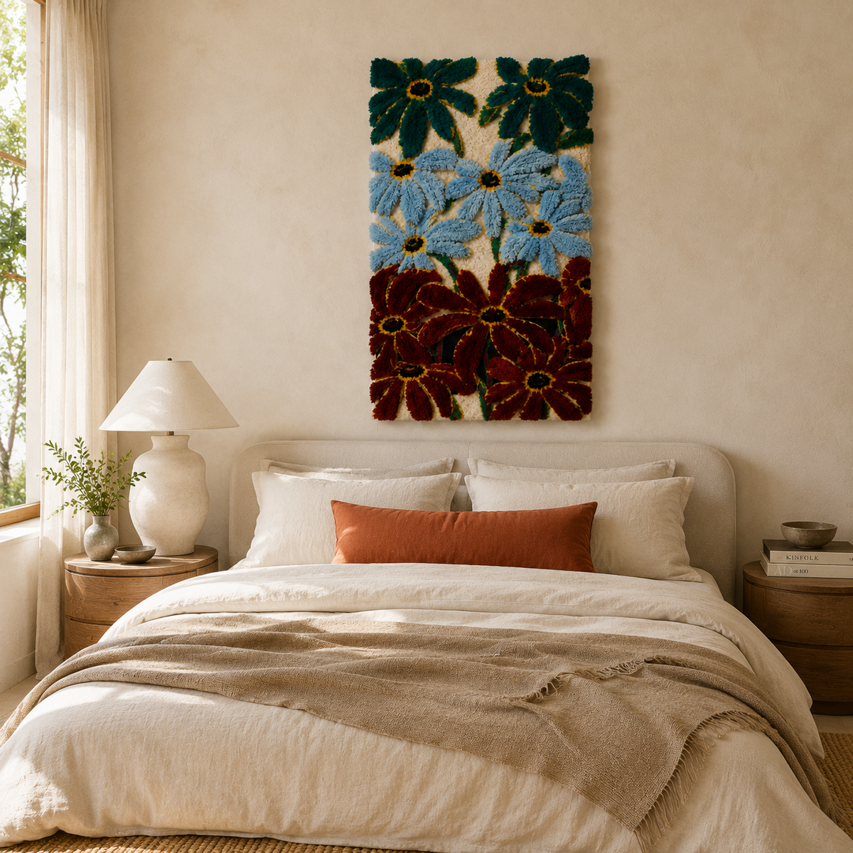 Blue Aster Field wall art by Hewn Earth featuring vibrant blue asters in a lush field, perfect for home decor.