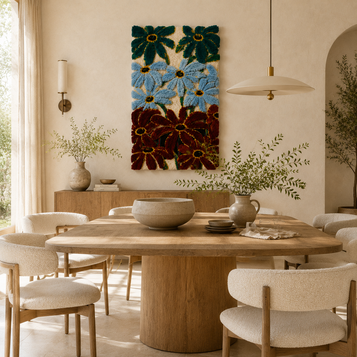 Blue Aster Field wall art by Hewn Earth featuring a vibrant blue floral scene with asters in a natural field setting.