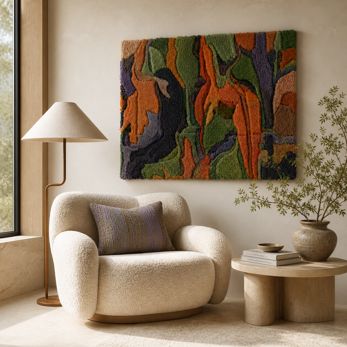 Hewn Earth Canyon Rhythm wall art featuring earthy tones and abstract design on a textured canvas.